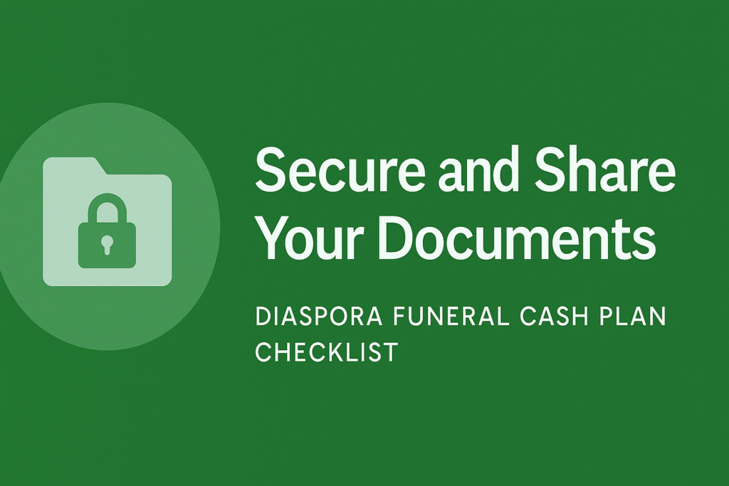 Diaspora Funeral cAsh plan checklist secure and share documents
