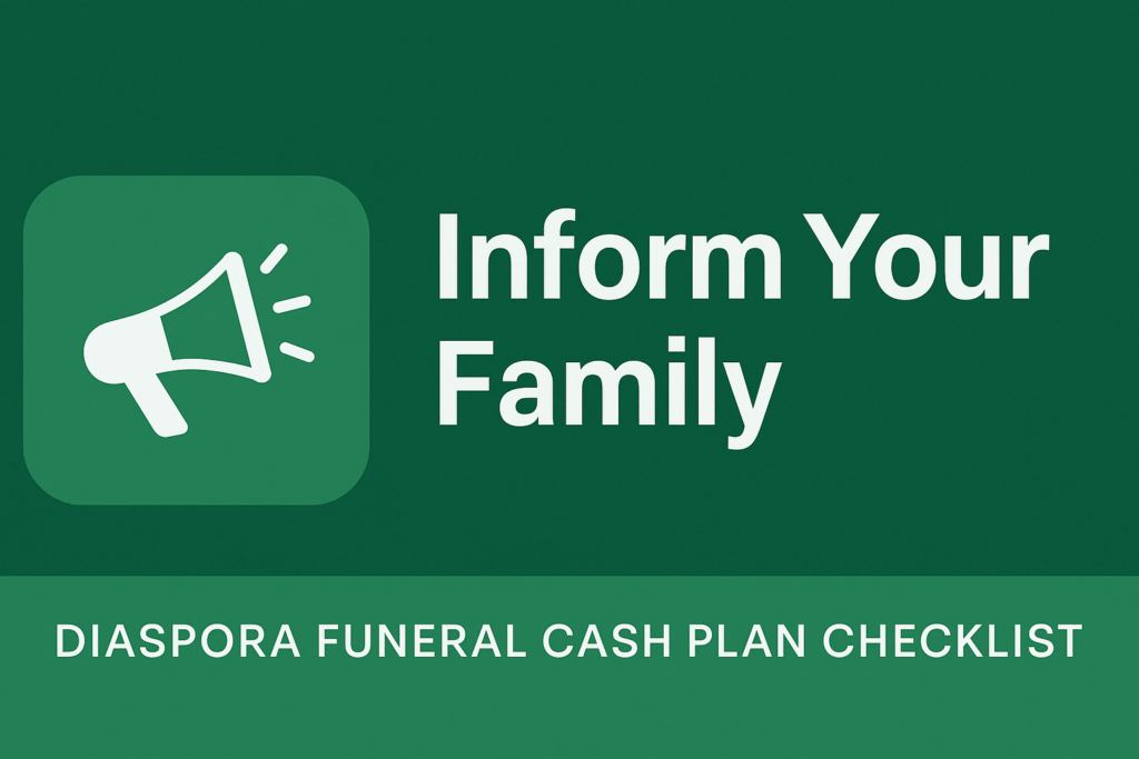 Diaspora Insurance checklist Inform family