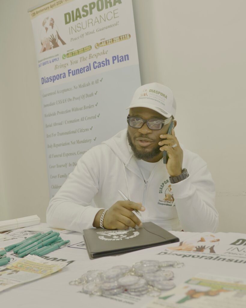 Nigeria Business Development Manager for Diaspora Insurance at Imperial London mingling with the Nigerian community in London