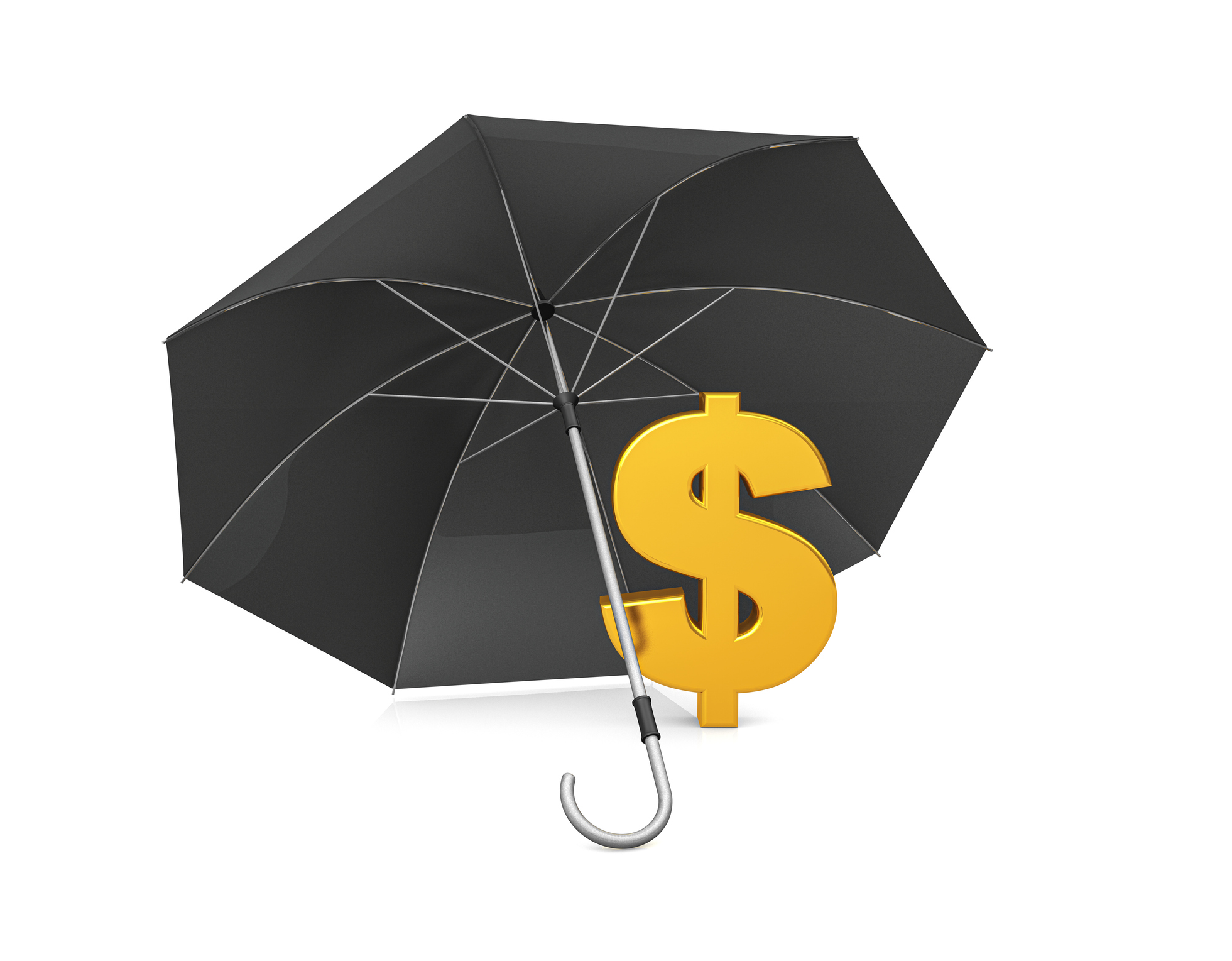 How much does funeral insurance cost? Umbrella protecting a dollar symbol representing financial protection and funeral policy coverage.